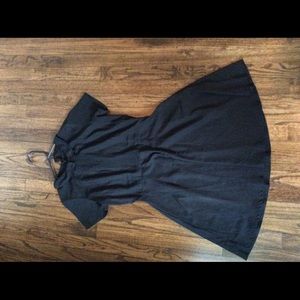 Black short sleeve dress with Peter Pan collar
